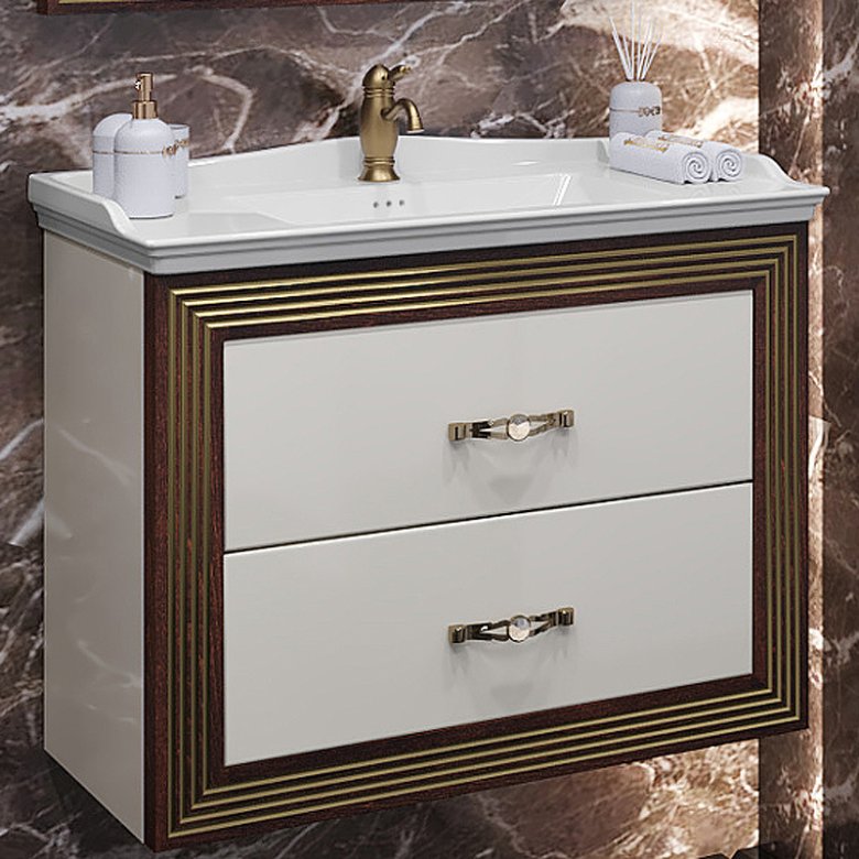 Тумба под раковину Opadiris Карат 80 Бежевый глянцевый с золотой патиной (под раковину Cerastyle Kapadokya 80) 00-00003520 Тумба под раковину Opadiris Карат 80 Бежевый глянцевый с золотой патиной (под раковину Cerastyle Kapadokya 80) 00-00003520