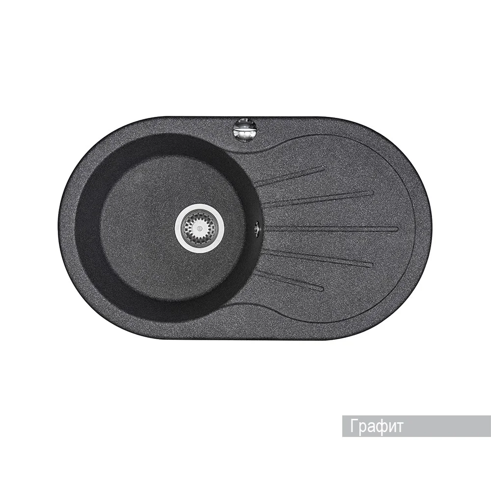 Кухонная мойка Aquaton Паола 1A714032PA210 из литого мрамора, круглая, с крылом графит Кухонная мойка Aquaton Паола 1A714032PA210 из литого мрамора, круглая, с крылом графит