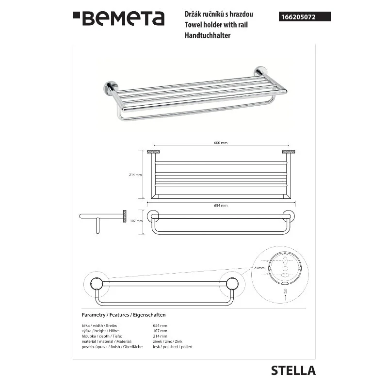 Полотенцедержатель Bemeta STELLA 166205072 Хром — Изображение 2