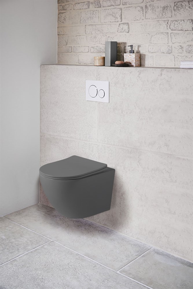 Унитаз подвесной Vincea Globo VT1-14SMA безободковый, цвет антрацит мат., ультратонкое сиденье soft- Унитаз подвесной Vincea Globo VT1-14SMA безободковый, цвет антрацит мат., ультратонкое сиденье soft-