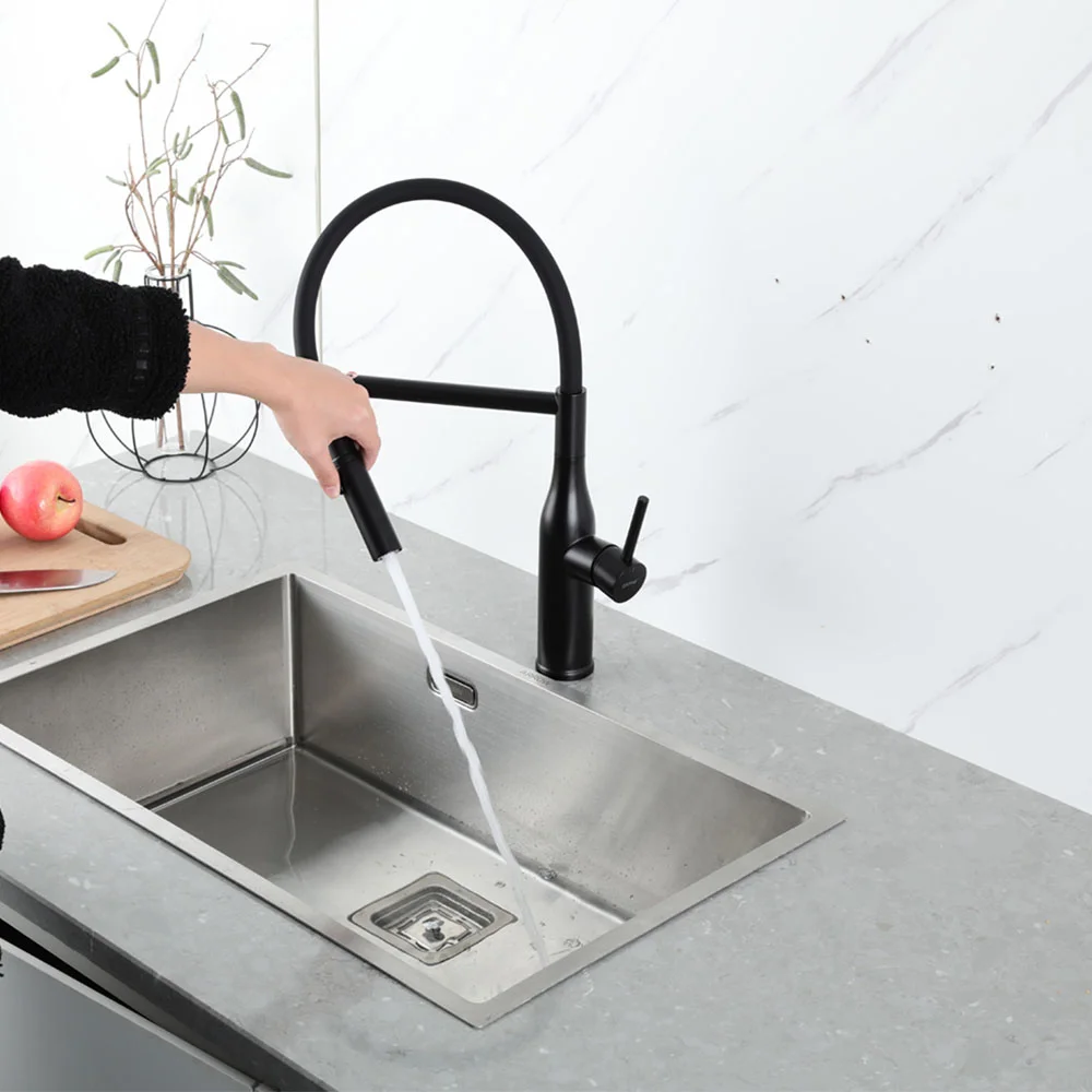 Смеситель для кухни GAPPO G4098-26 с гибким изливом, черный — Изображение 7