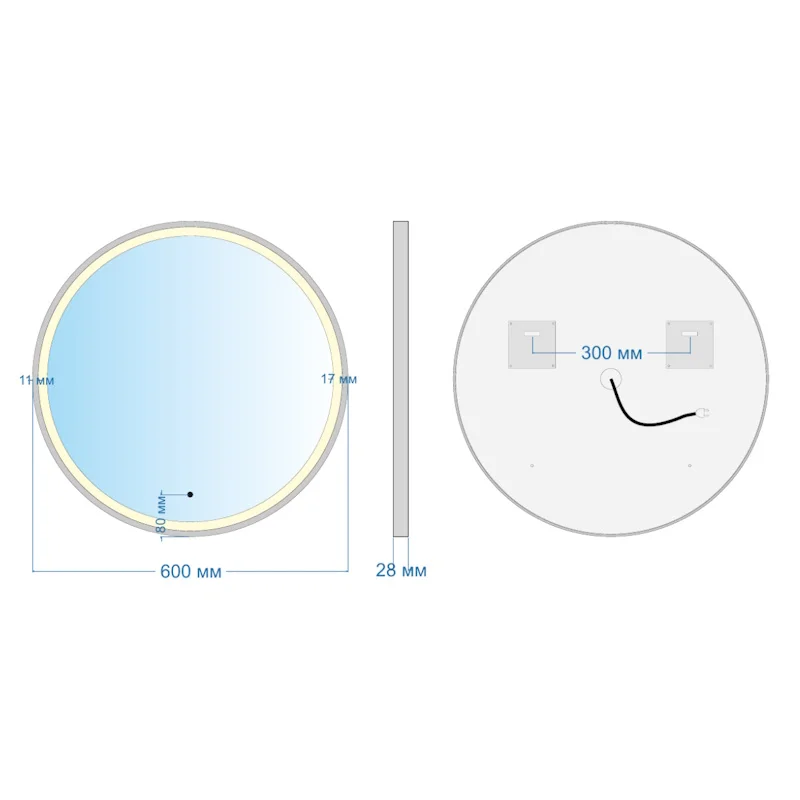 Зеркало Silver Mirrors Deluna LED-00003148 D600 алюминиевый профиль золото бесконтактный сенсор — Изображение 2