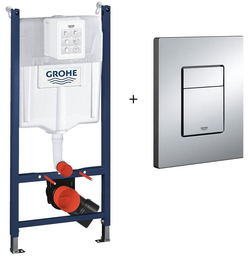 Инсталляция для унитаза GROHE Rapid SL (38840000) с панелью смыва Skate Cosmopolitan Инсталляция для унитаза GROHE Rapid SL (38840000) с панелью смыва Skate Cosmopolitan