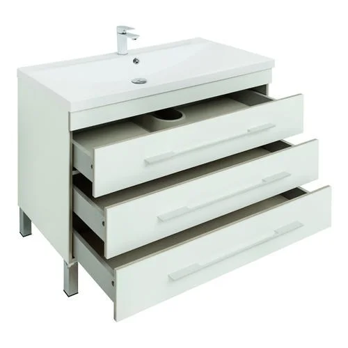 Тумба с раковиной Aquanet Верона 100 белый (напольная 3 ящика) 00287663 Тумба с раковиной Aquanet Верона 100 белый (напольная 3 ящика) 00287663