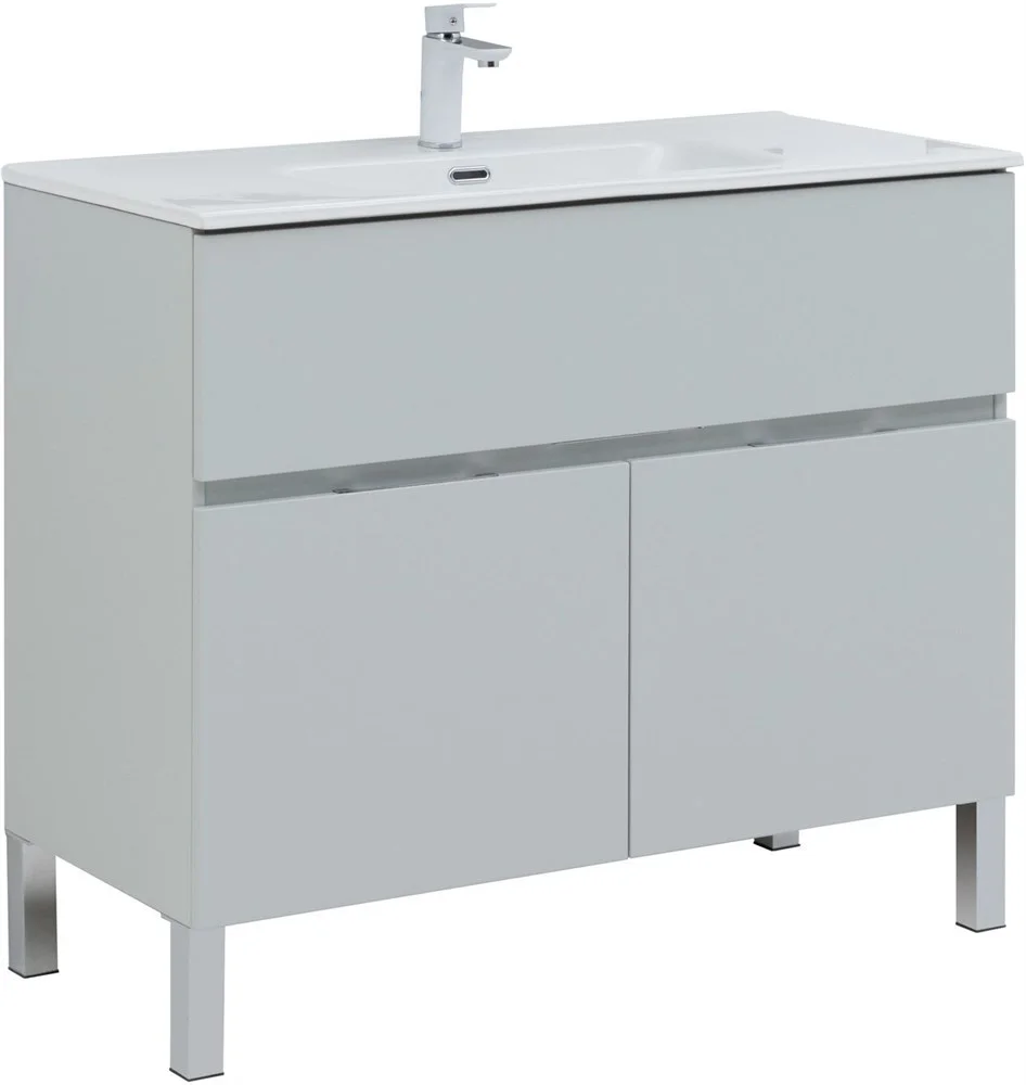 Тумба под раковину Aquanet Алвита New 100 1 ящик, 2 дверцы, серый 00277556 Тумба под раковину Aquanet Алвита New 100 1 ящик, 2 дверцы, серый 00277556