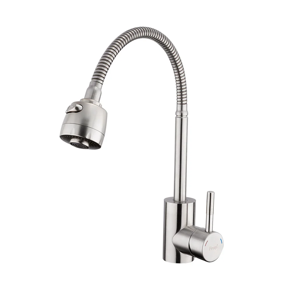 Смеситель для кухни FRAP F44899-1 с гибким изливом, сатин — Изображение 1