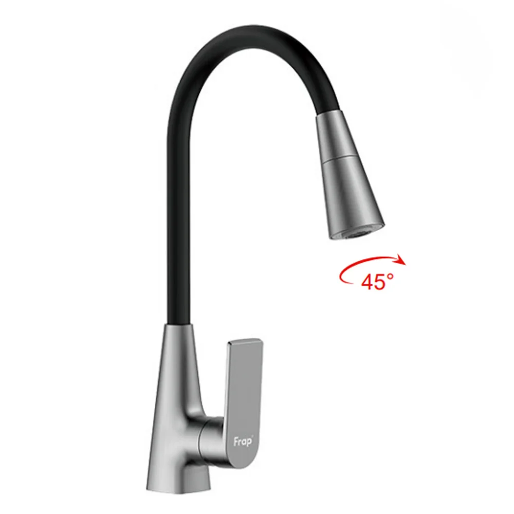 Смеситель для кухни FRAP F4471-9 с гибким изливом, оружейная сталь/черный — Изображение 1
