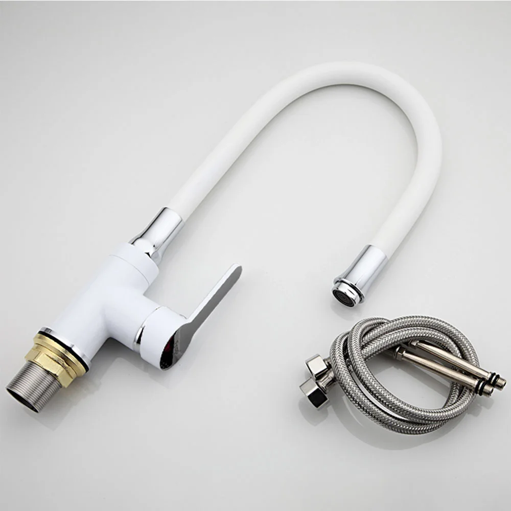 Смеситель для кухни FRAP F4041 с гибким изливом, белый — Изображение 7