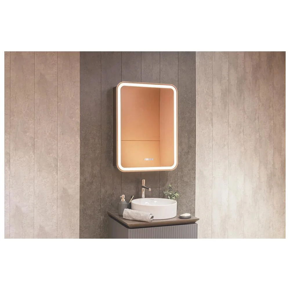 Зеркальный шкаф Silver Mirrors Фиджи-Антрацит 60 LED-00003043 правый часы подогрев сенсорный выключатель — Изображение 9