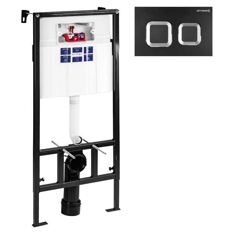 Инсталляция для унитаза BETTOSERB SAVA SLIM SUPERIOR SES40006487 с клавишей смыва SMART черный матовый/хром Инсталляция для унитаза BETTOSERB SAVA SLIM SUPERIOR SES40006487 с клавишей смыва SMART черный матовый/хром