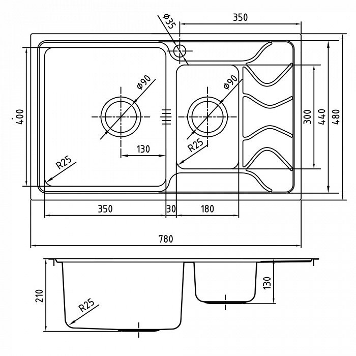 Кухонная мойка IDDIS Reeva S (REE78SXi77) из нержавеющей стали Кухонная мойка IDDIS Reeva S (REE78SXi77) из нержавеющей стали