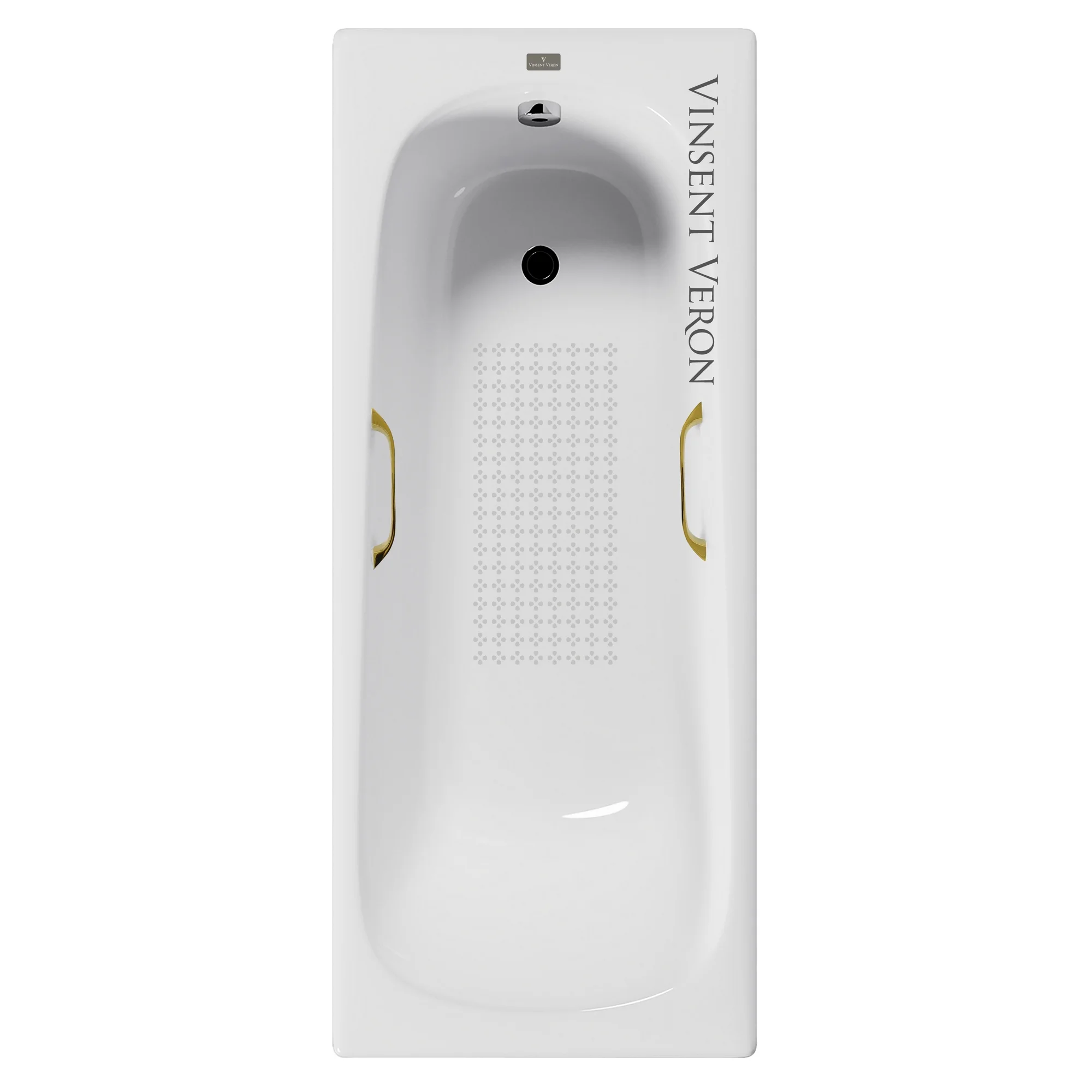 Ванна чугунная Vinsent Veron Concept 150x70x42 VCO1507042H/VH0012GD-AS с золотыми ручками и антискользящим покрытием Ванна чугунная Vinsent Veron Concept 150x70x42 VCO1507042H/VH0012GD-AS с золотыми ручками и антискользящим покрытием