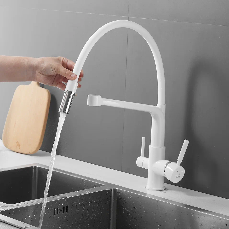 Смеситель для кухни Rose R658C белый — Изображение 4