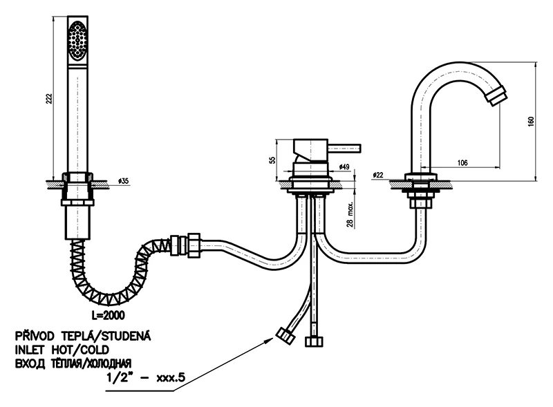 Смеситель на борт ванны Rav Slezak Seina SE962.5P — Изображение 2