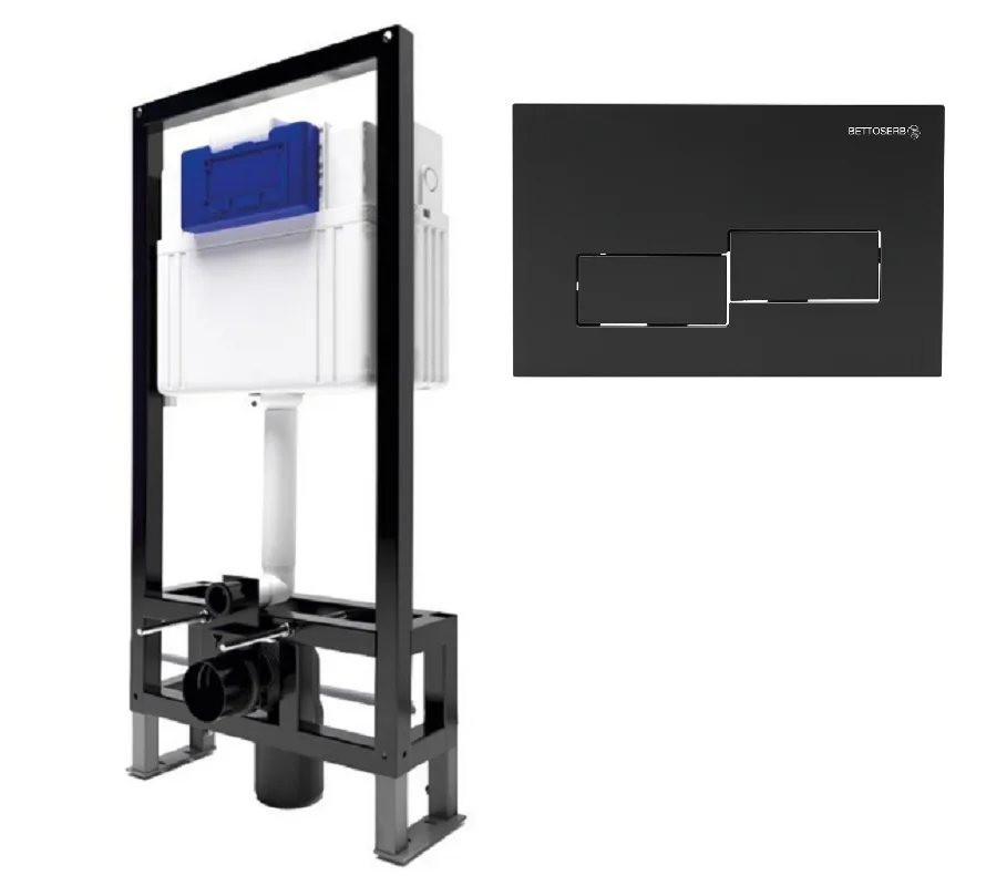 Инсталляция для унитаза BETTOSERB SAVA FREE STANDING SFS40006481 с клавишей смыва BRICKS матовый черный Инсталляция для унитаза BETTOSERB SAVA FREE STANDING SFS40006481 с клавишей смыва BRICKS матовый черный