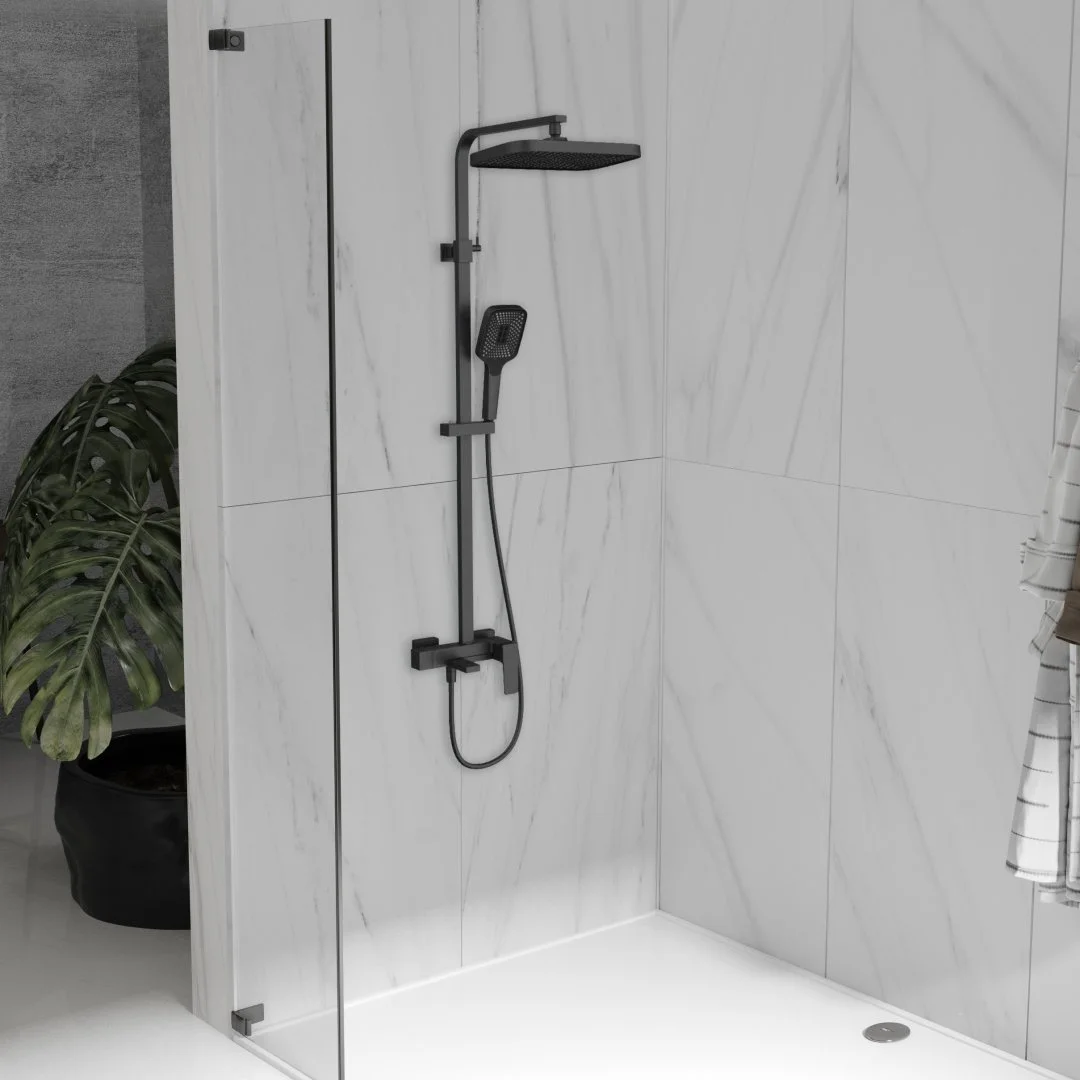 Душевая система Vincea Cube VSFS-4C12MB с изливом, черный матовый Душевая система Vincea Cube VSFS-4C12MB с изливом, черный матовый