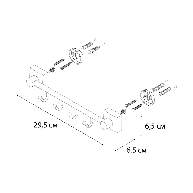 Крючок FIXSEN KVADRO FX-61305B-4 хром — Изображение 2