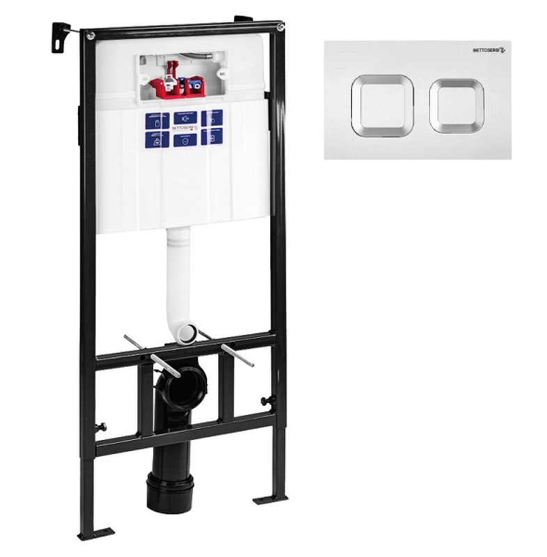 Инсталляция для унитаза BETTOSERB SAVA FIX SLIM SET40006488G с клавишей смыва SMART белый/хром Инсталляция для унитаза BETTOSERB SAVA FIX SLIM SET40006488G с клавишей смыва SMART белый/хром