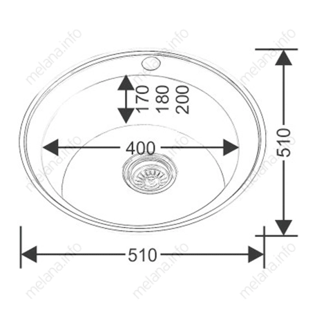 Кухонная мойка MELANA 510 0,8/180 врезная круглая с сифоном (001 ta *15) 001 ta (*15) Кухонная мойка MELANA 510 0,8/180 врезная круглая с сифоном (001 ta *15) 001 ta (*15)