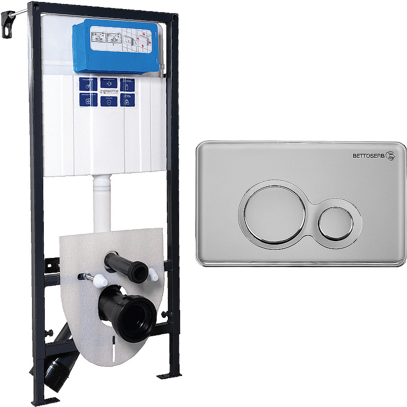 Инсталляция для унитаза BETTOSERB SAVA FIX SLIM SET40006463 с клавишей смыва DUO хром матовый/хром Инсталляция для унитаза BETTOSERB SAVA FIX SLIM SET40006463 с клавишей смыва DUO хром матовый/хром
