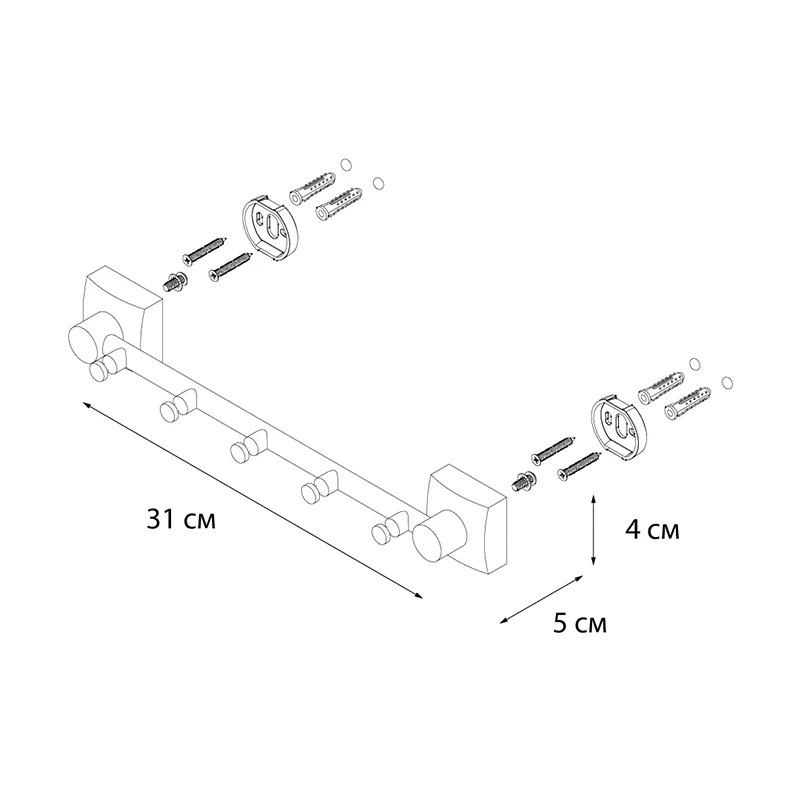 Крючок FIXSEN KVADRO FX-61305-5 хром — Изображение 2