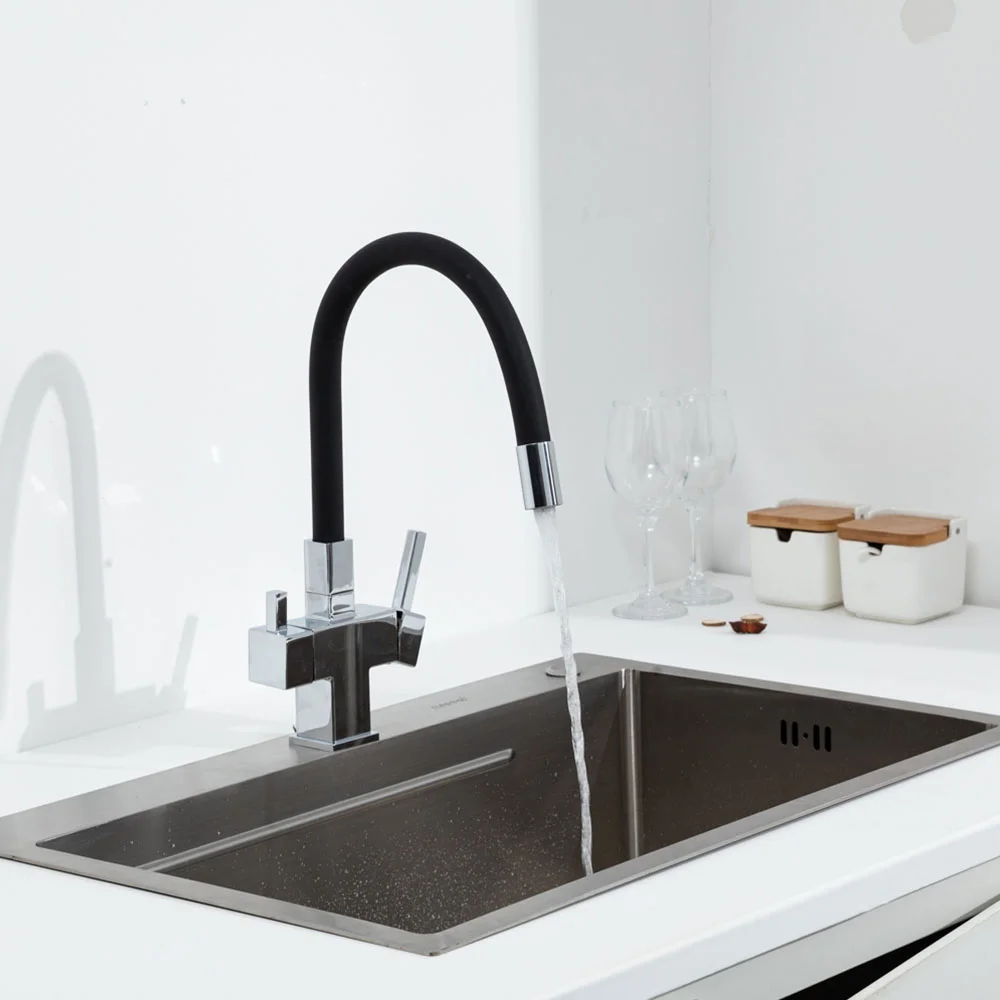 Смеситель для кухни GAPPO G4395-30 с гибким изливом и подключением фильтра, хром — Изображение 5