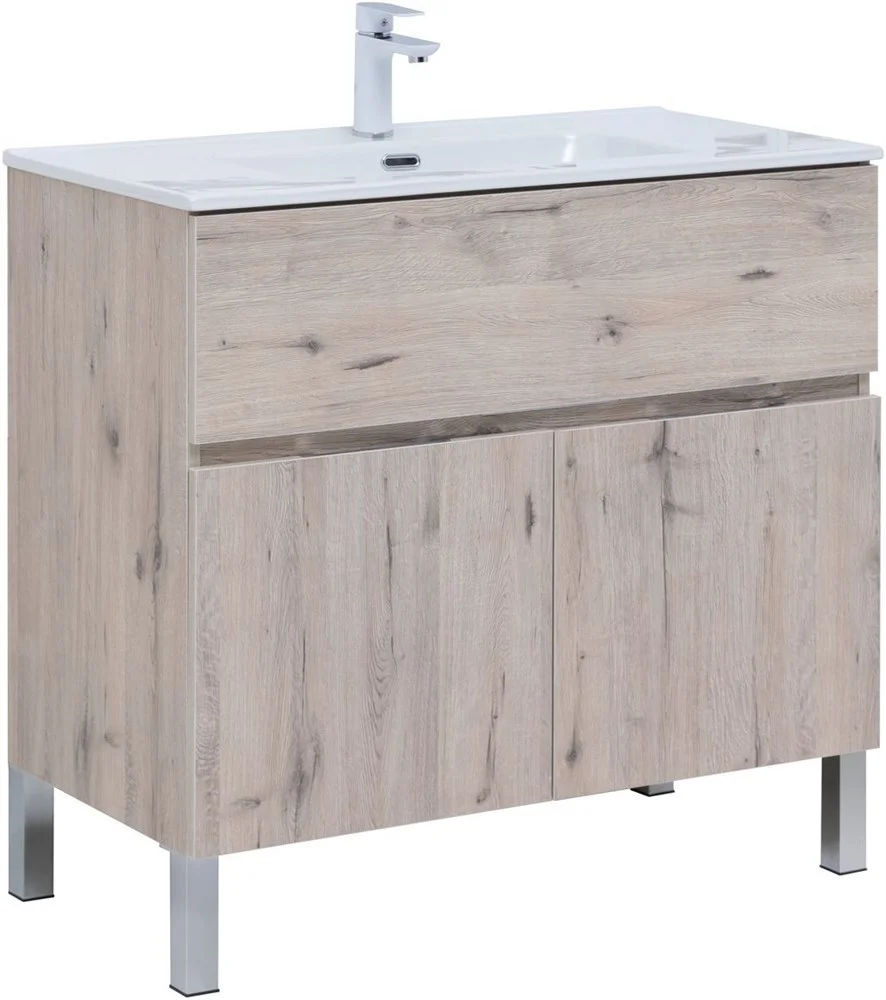 Тумба под раковину Aquanet Алвита New 90 1 ящик, 2 дверцы, дуб веллингтон белый 00303912 Тумба под раковину Aquanet Алвита New 90 1 ящик, 2 дверцы, дуб веллингтон белый 00303912