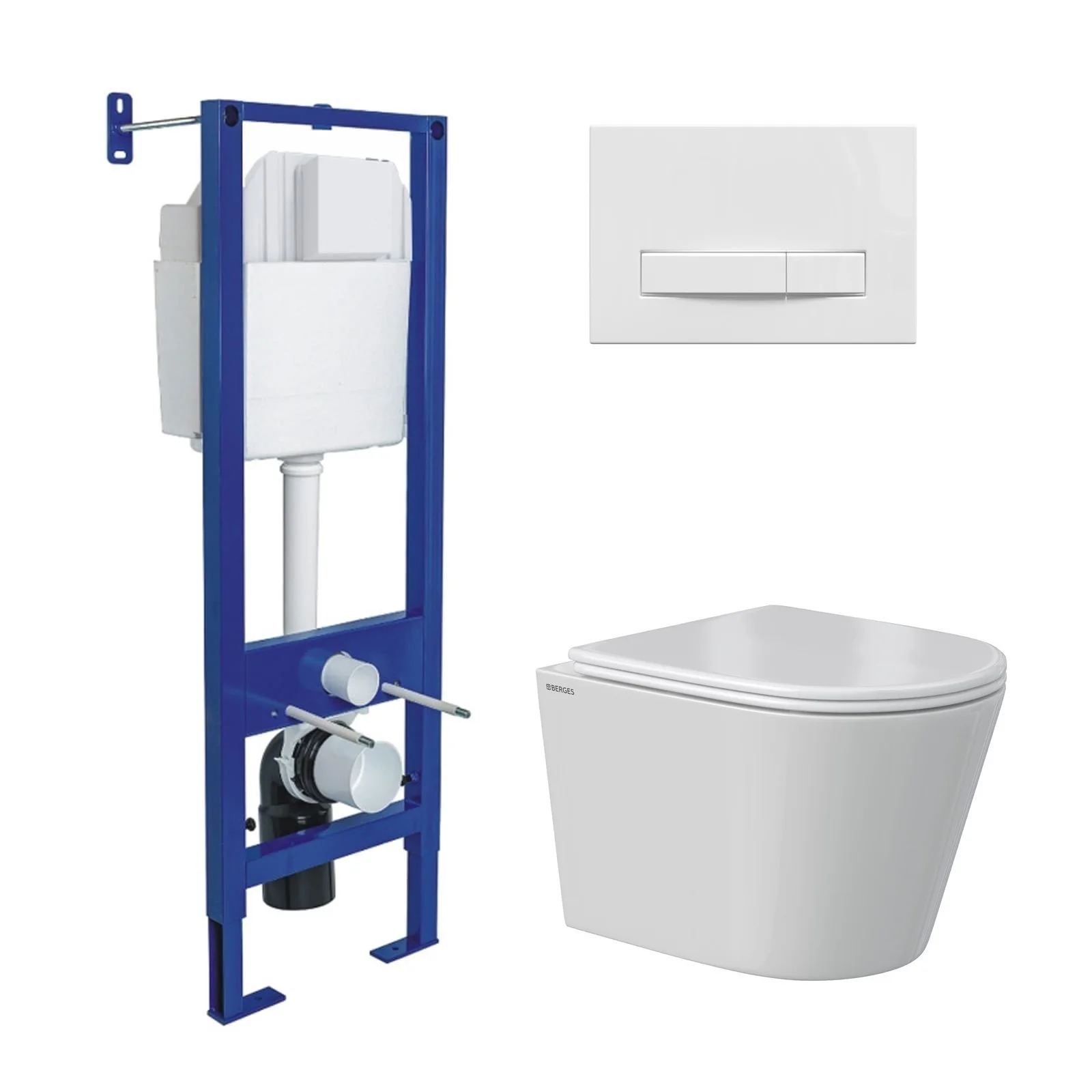 Комплект инсталляции BERGES АТОМ 410 с клавишей смыва Atom Line белая, унитазом VITA Rimless 49 см и сиденьем микролифт, быстросъём 043383 Комплект инсталляции BERGES АТОМ 410 с клавишей смыва Atom Line белая, унитазом VITA Rimless 49 см и сиденьем микролифт, быстросъём 043383