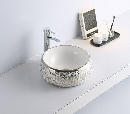 Раковина CeramaLux 5004SP накладная, белый/серый