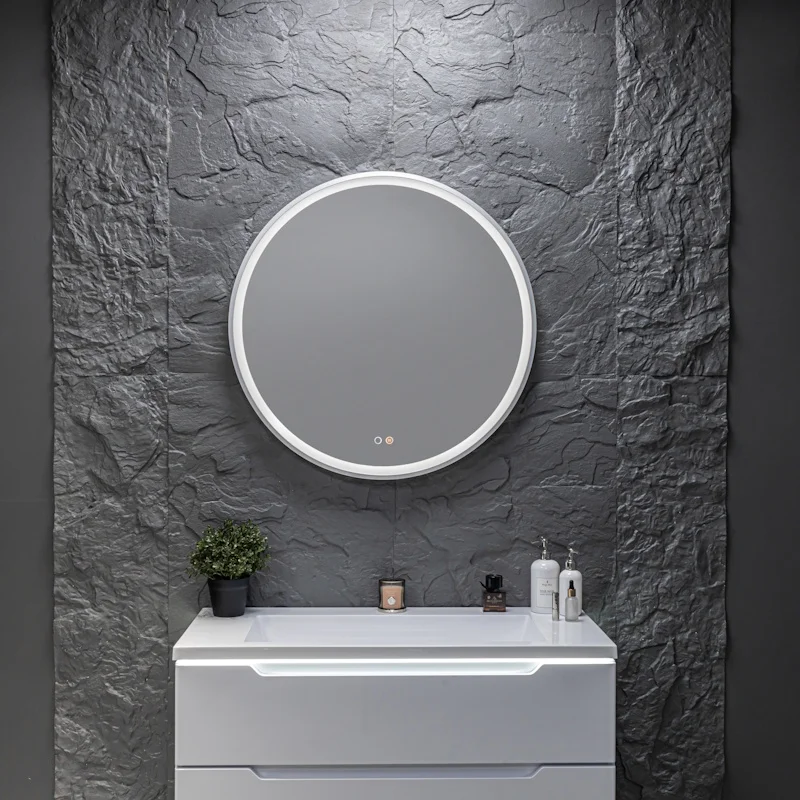 Зеркало Silver Mirrors Deluna LED-00003165 D800 алюминиевый профиль серебро подогрев сенсорный выключатель — Изображение 3