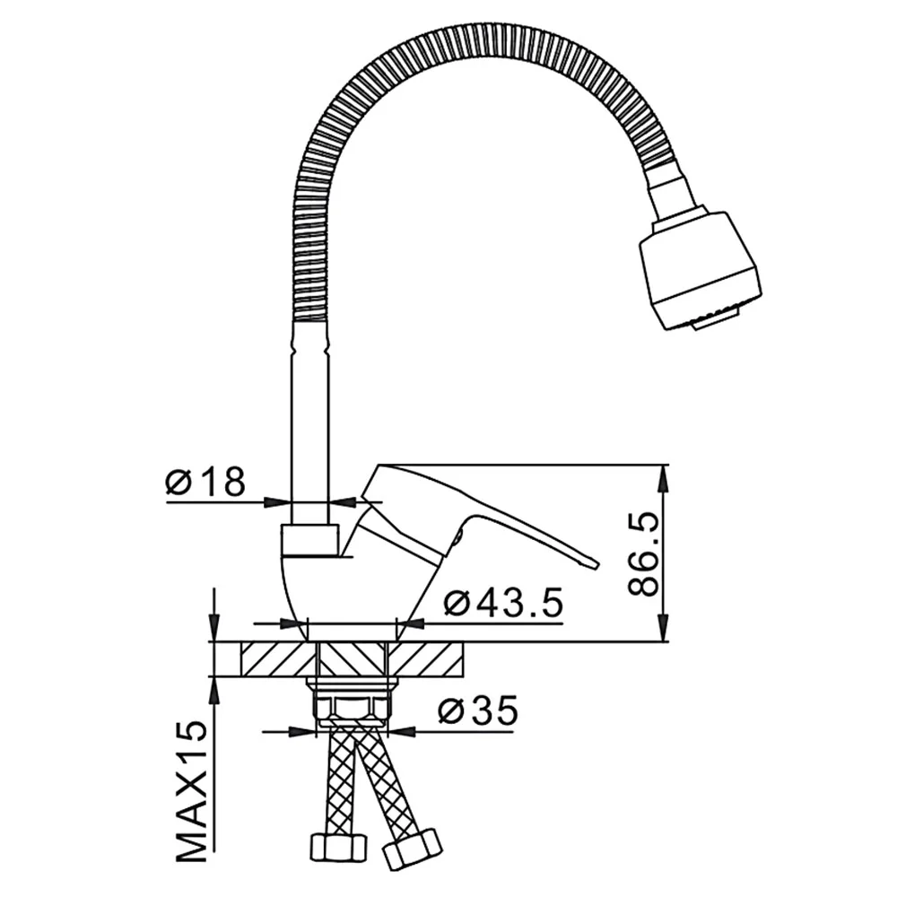 Смеситель для кухни FRAP F43701-B с гибким изливом, хром — Изображение 2