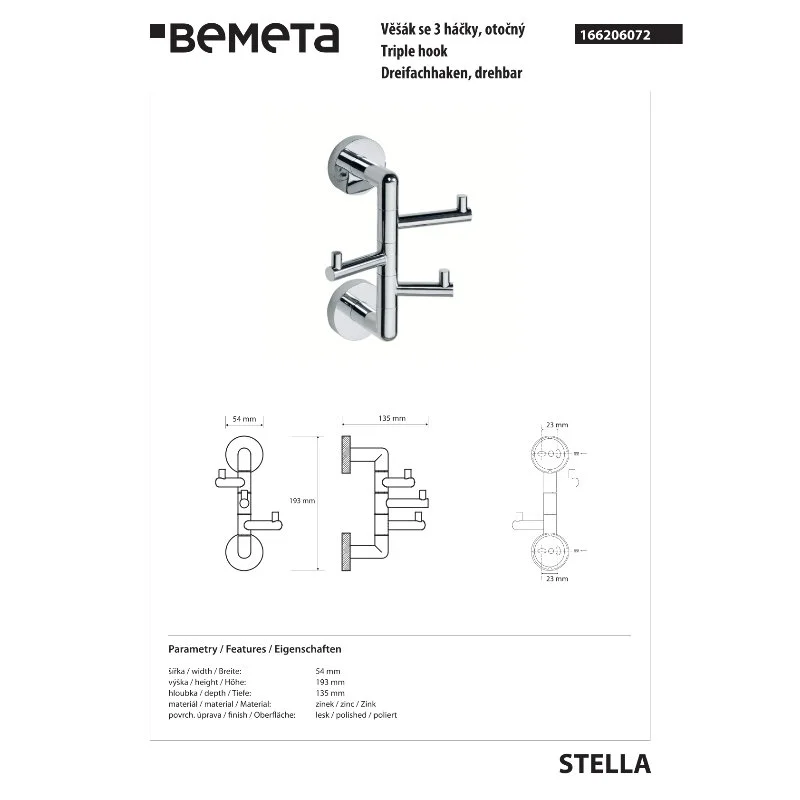 Крючок Bemeta STELLA 166206072 Хром — Изображение 2