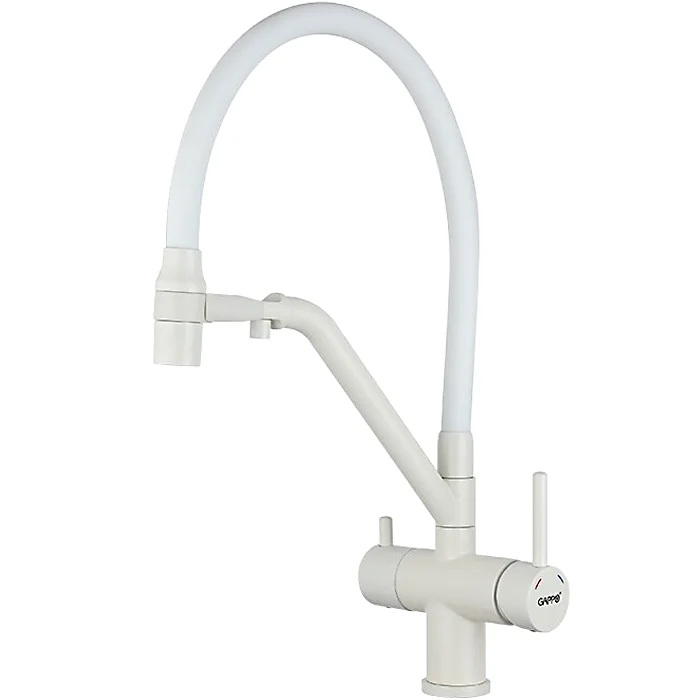 Смеситель для кухни GAPPO G4398-88 с гибким изливом и подключением фильтра, белый — Изображение 1