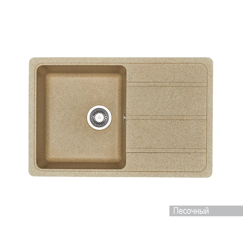 Кухонная мойка Aquaton Аманда 1A712832AD220 из литого мрамора, прямоугольная, с крылом песочная Кухонная мойка Aquaton Аманда 1A712832AD220 из литого мрамора, прямоугольная, с крылом песочная