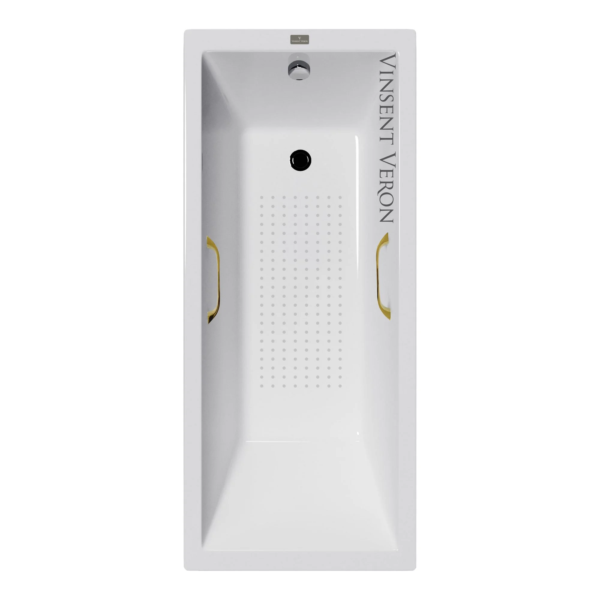 Ванна чугунная Vinsent Veron Square 140x70x45 VSQ1407045H/VH0012GD-AS с золотыми ручками и антискользящим покрытием Ванна чугунная Vinsent Veron Square 140x70x45 VSQ1407045H/VH0012GD-AS с золотыми ручками и антискользящим покрытием