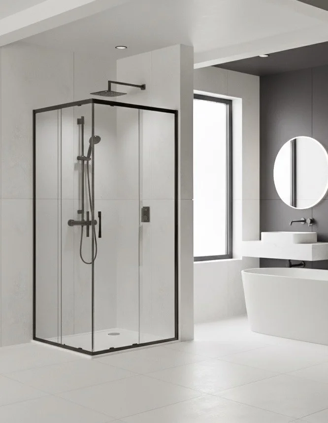 Душевой уголок Cerama Lux CL902QG-9012 GREY профиль серый, стекло прозрачное 900x1200 мм — Изображение 2