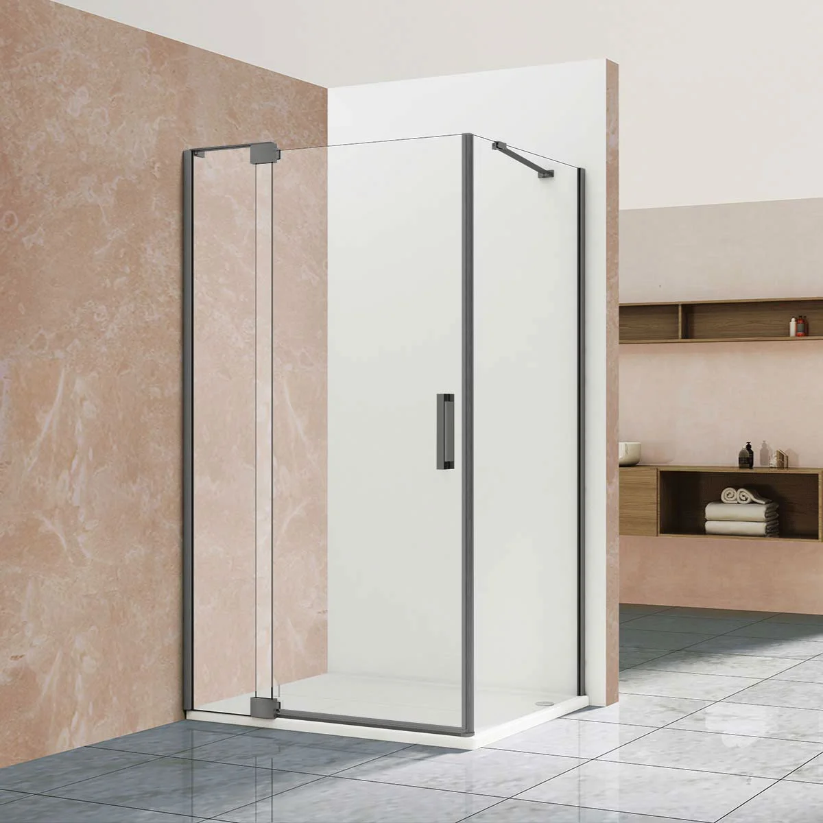 Душевой уголок Vincea Extra VSR-1E901090CLGM, 900/1000x900, вороненая сталь, стекло прозрачное Душевой уголок Vincea Extra VSR-1E901090CLGM, 900/1000x900, вороненая сталь, стекло прозрачное