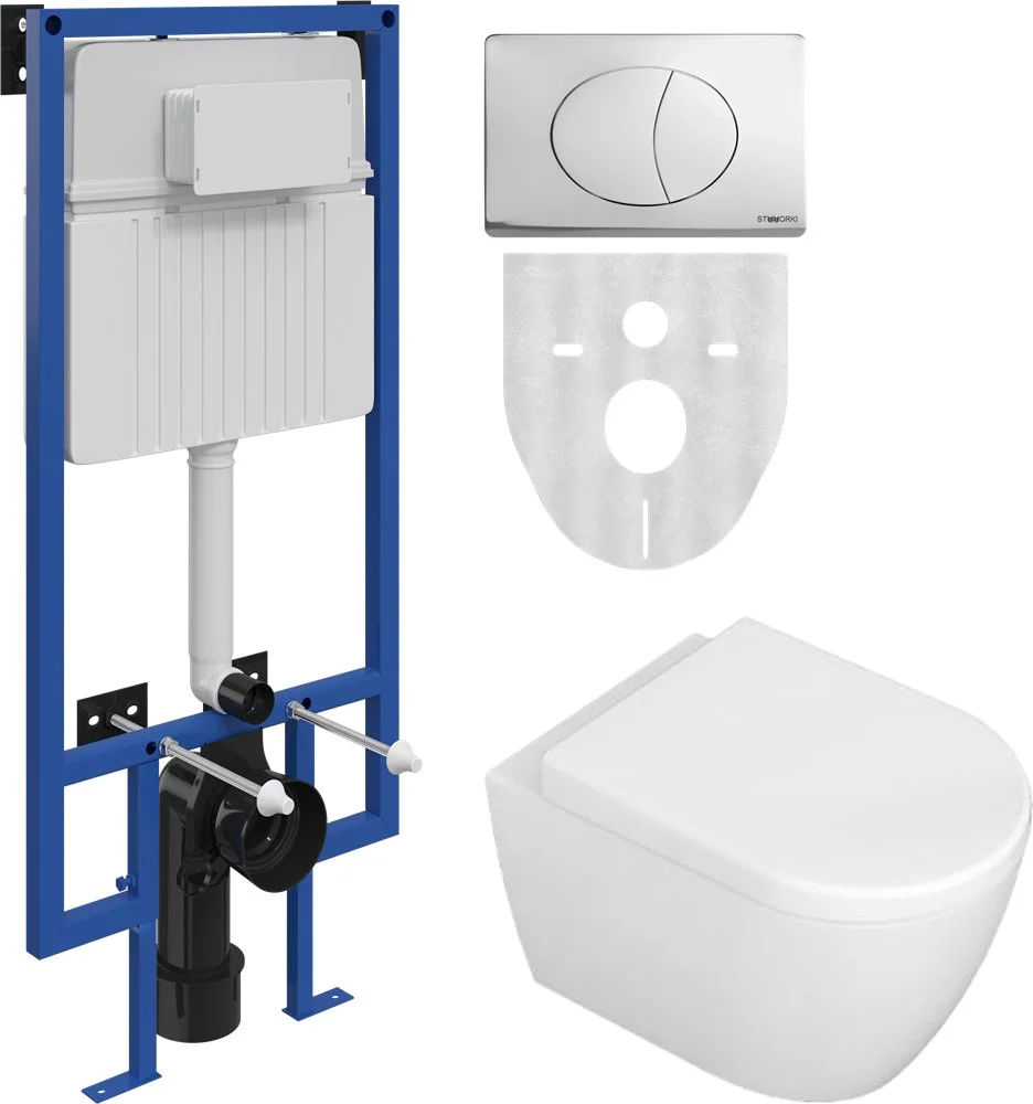 Комплект Унитаз подвесной STWORKI Ларвик 5512 безободковый с микролифтом + Система инсталляции для у 588946 Комплект Унитаз подвесной STWORKI Ларвик 5512 безободковый с микролифтом + Система инсталляции для у 588946