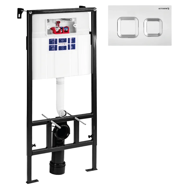 Инсталляция для унитаза BETTOSERB SAVA SLIM SUPERIOR SES40006488G с клавишей смыва SMART белый/хром Инсталляция для унитаза BETTOSERB SAVA SLIM SUPERIOR SES40006488G с клавишей смыва SMART белый/хром