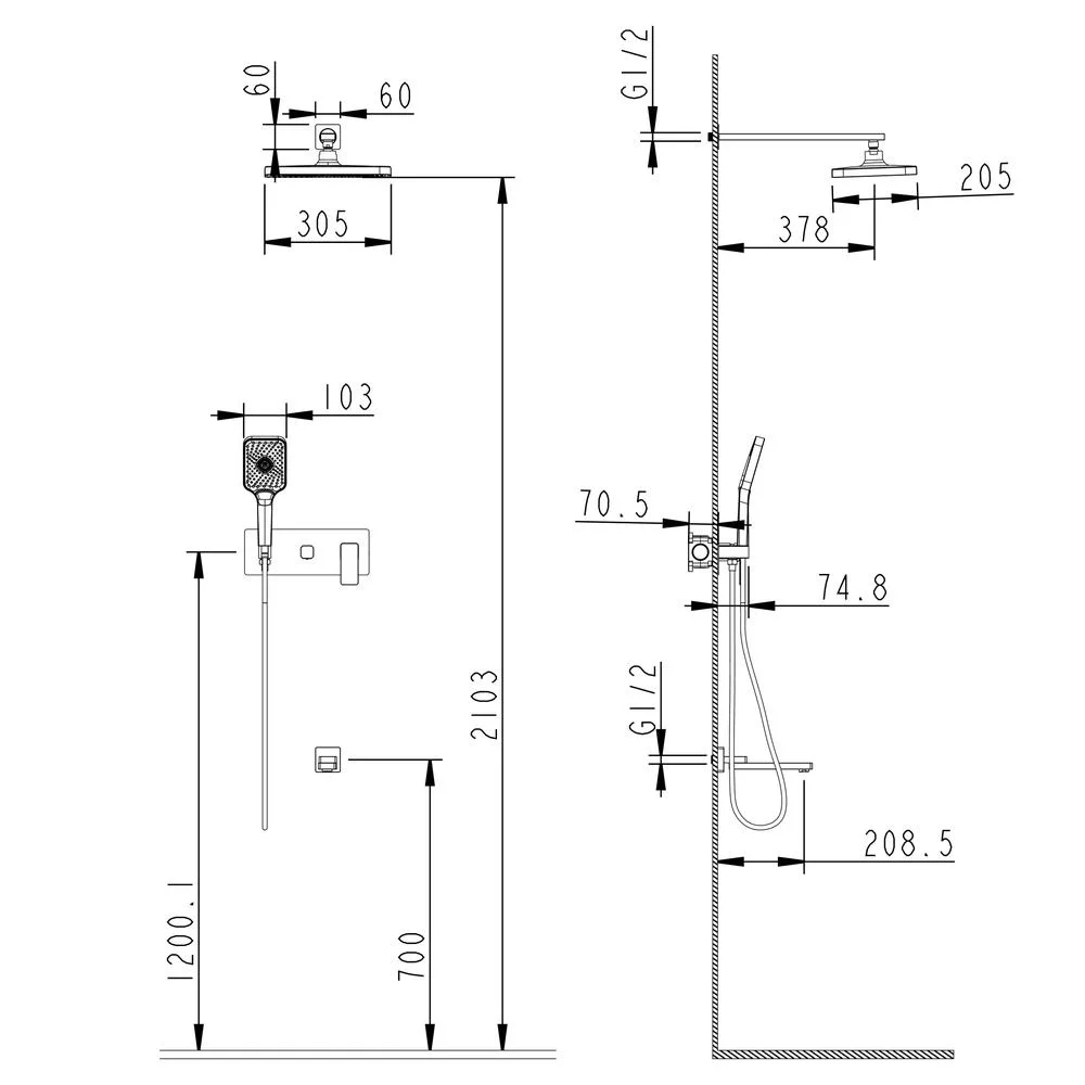 Душевая система Fmark FS8750-3A встраиваемая, хром — Изображение 2