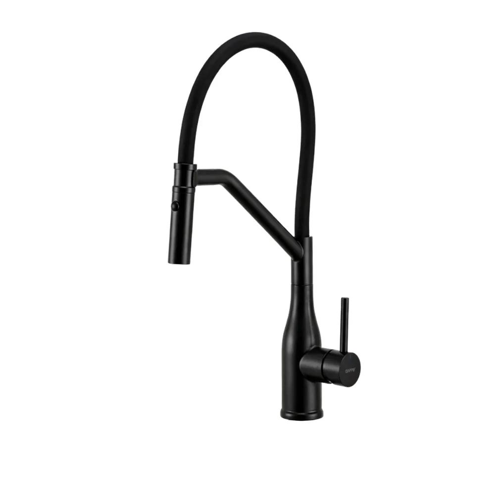 Смеситель для кухни GAPPO G4098-16 с гибким изливом, черный — Изображение 1