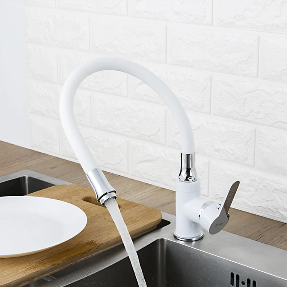 Смеситель для кухни FRAP F4041 с гибким изливом, белый — Изображение 8