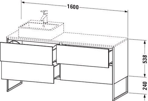 Тумба под раковину Duravit XSquare XS4924L4040 напольная 160 см черный глянцевый Тумба под раковину Duravit XSquare XS4924L4040 напольная 160 см черный глянцевый