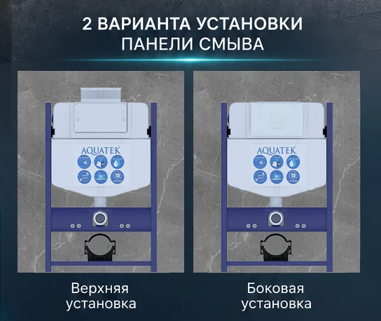 Монтажная рама Aquatek для подв унитаза 800x500x150 с верхней/боковой кнопкой смыва совместима только с панелями TDI INS-0000027 — Изображение 2