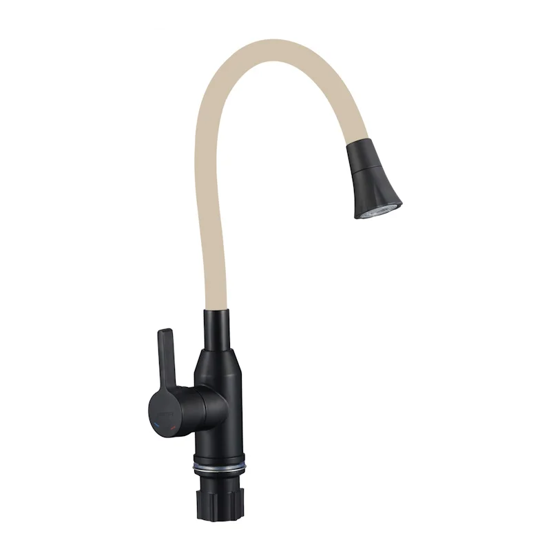 Смеситель для кухни Fmark FS8277H-12 с гибким изливом, черный/бежевый — Изображение 1