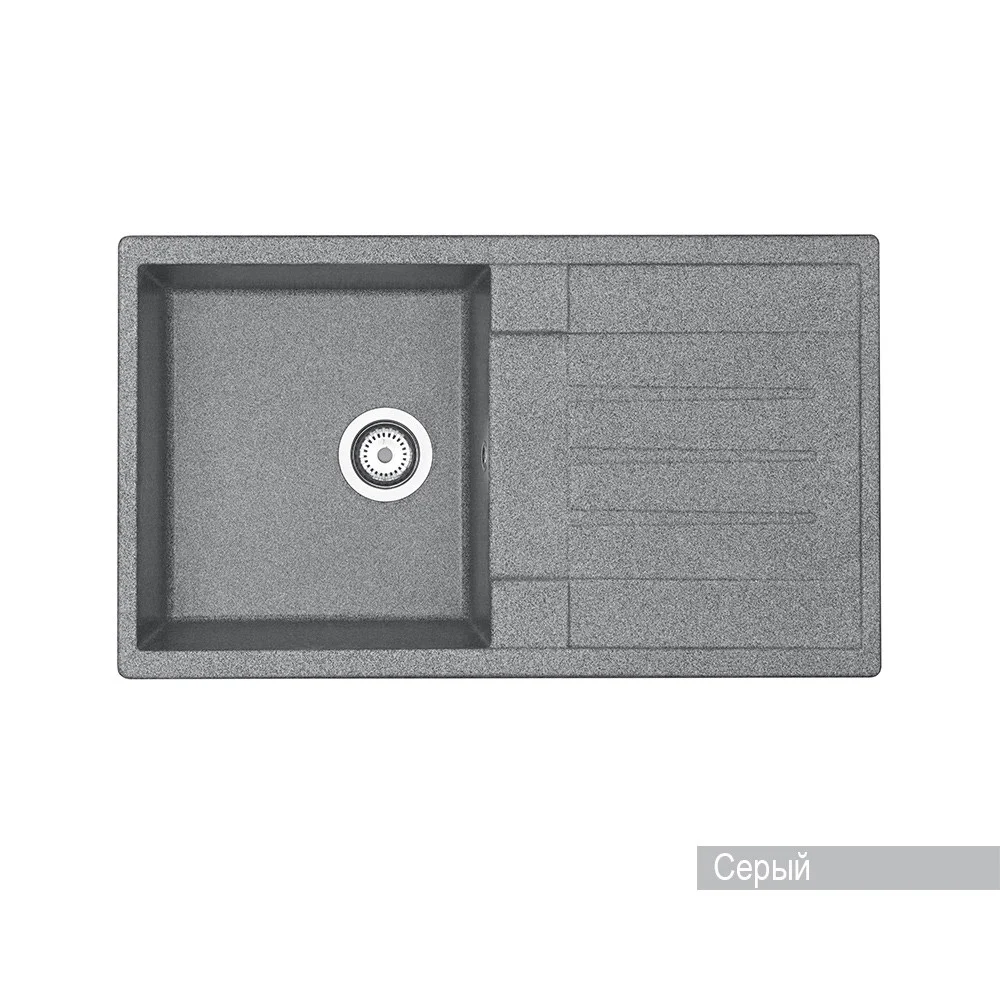 Кухонная мойка Aquaton Верона 1A710032VR230 из литого мрамора, прямоугольная, с крылом серая Кухонная мойка Aquaton Верона 1A710032VR230 из литого мрамора, прямоугольная, с крылом серая
