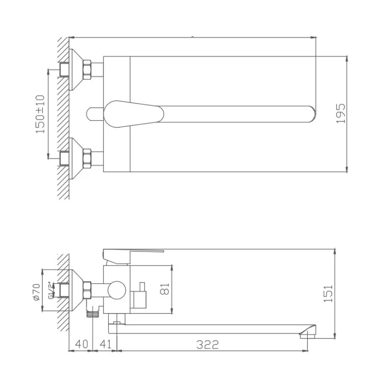 Смеситель для ванны Haiba HB22802 сталь — Изображение 2