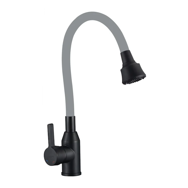 Смеситель для кухни Fmark FS8266H-04 с гибким изливом, черный/серый — Изображение 1