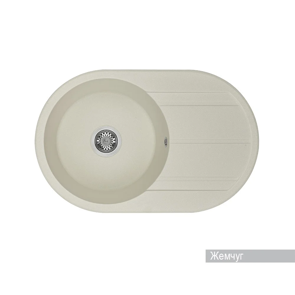 Кухонная мойка Aquaton Амира 1A712932AI240 из литого мрамора, круглая, с крылом жемчуг Кухонная мойка Aquaton Амира 1A712932AI240 из литого мрамора, круглая, с крылом жемчуг