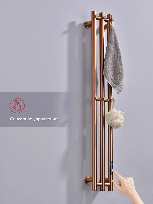 Полотенцесушитель электрический RAGLO R350.16.33 настенный сенсорный узкий с терморегулятором, матовая медь — Изображение 8